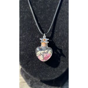 Dalmatian Jasper & Pink Tourmaline Hand Crafted Necklace Crystal Pendant